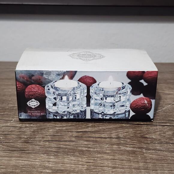 Shannon Diamante Crystal Votive Pair of Candle Holders - Picture 1 of 4